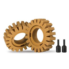 QUENCHING 2-Pcs Decal Remover Eraser Wheel, Remove Car Decal, Vinyl & Sticker in Minutes, Adhesive Serrated Rubber Wheel for Grinder, Emblem, Sticker Glue Remover for Auto Body, Metal