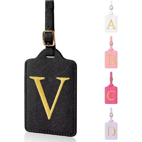 Personalized Initial Luggage Tags for Suitcases,Leather Letter Cute Luggage Tags with Privacy Name Card,Embroidered Monogrammed Travel Bag Backpack Tags Gifts for Women Kids Girls Teens(Rosered-Z)