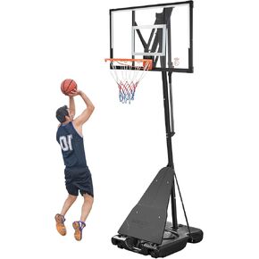 LotFun Basketball Hoop Outdoor, 5.2-10FT Height Adjustable Portable Basketball Hoops with 44 Inch Shatterproof Backboard, Basketball Goal System for Kids Youth and Adults in Backyard/Driveway/Indoor