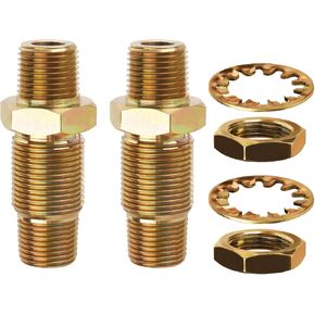2PCS Zinc Plated Bulkhead Air Line Fitting with Steel Nut 1/2" NPT and 1/4" NPT, Used To Connect Air Pipe, Fuel Pipe, Water Pipe and Grease, Fuels, LP and Natural Gas