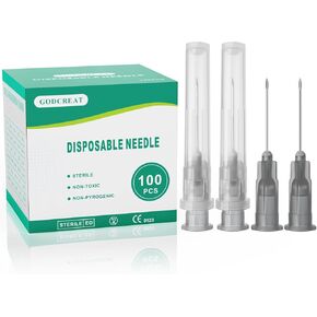 100 Pcs 22Ga 5/8 Inch Needle Luer Lock Industrial Accessories, Individual Package Lab Tools for Refilling Liquid, Inks, Plant and Crafts