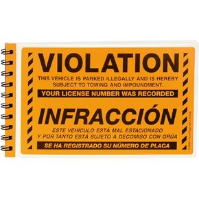 SmartSign Bilingual Parking Violation Stickers | Pack of 50 Labels with Permanent Adhesive, 5 x 8 inch, Vehicle Illegally Parked Sticker, Hard to Remove Write-On Tickets, Fluorescent Orange