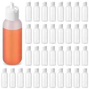 Tioncy 50 Pcs 2 oz Round Flip Top Plastic Bottles Small Squeeze Bottles with Lids 2 oz Empty Travel Oil Bottle Refillable Containers for Essential Oils Perfumes Liquids Lotions Body Wash Shampoo Sauce