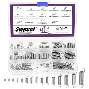 Swpeet 128Pcs 16 Sizes Stainless Steel Extension and Compression Springs Kit，Extension Spring with a Dual Hook Mechanical Springs Small Spring for Home Repairs