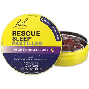 RESCUE Bach Sleep PASTILLES, Black Currant Flavor, Sleep Aid Lozenges, No Melatonin, Homeopathic, Flower Essences, 35 Count