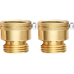 Brass Vacuum Breaker Set Garden Hose Check Valve 3/4" Anti-Siphon Hose Bib Valve for Garden Spigot RV Hose Connection Backflow Preventer Connector(2Packs)