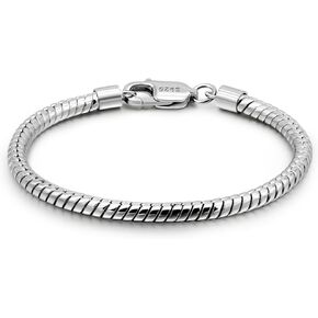 3MM 4MM 925 Sterling Silver Snake Chain Bracelet For Men Silver Jewelry