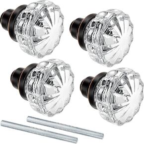2 Set Glass Door Knobs Mortise Style Fluted Crystal Door Knobs Antique Door Knobs with Spindle Antique Doorknobs for Interior Doors(Silver, Basic)