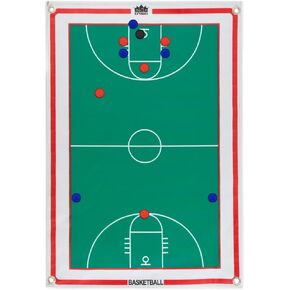Crown Sporting Goods Magnetic Basketball Coaches Strategy & Tactic Board - 23.75" x 16.75" Premium, Double Sided Roll-Up Play Calling Clipboard, Full & Half Court View Sides, & 12 Magnets