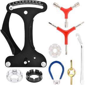 9pcs Bike Spoke Tension Meter Spoke Wrench Tool Bicycle Spoke Wrench Set Aluminum Alloy Bicycle wheel Tool Adjustment Bike Bicycle Spoke Indicator Tensiometer Wrench Wheel Repair Tool