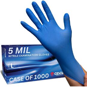 Cestus Azul, 5 Mil Nitrile Gloves, Disposable Gloves, Latex-Free, Powder-Free, Non-Sterile, Air-Tested, Textured