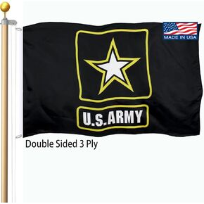 US Army Military Flag 3x5 Outdoor Double Sided 3 Ply-Made In USA-United States Army Flag Durable Polyester Double Stitched Clear Pattern Vivid Colors Comes with 2 Brass Grommets for Indoor Outdoor