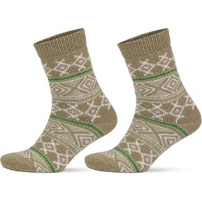 GoWith Vintage Alpaca Wool Socks for Women, Cozy Warm Alpaca-Merino Blend Christmas Socks, Soft Hiking Boot Socks, 2 Pairs