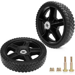 12 Inch Lawn Mower Wheels Fits Most Standard push Lawn Mowers, Inner and outer bearing structure - Includes Bolts, Nuts (2-pack).