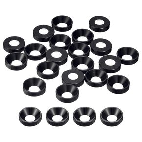 uxcell 40 Pcs M6 Finishing Countersunk Washers, Aluminum Alloy Screw Gaskets, Cup Head Washer Gasket for Mechanical Accessories Parts, Black