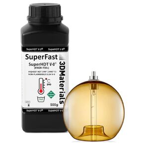 SuperHDT V-0 3D Printer Resin, Flame-Retardant Parts with Highest Heat Deflection Temperature 464°F (240°C), Made in Korea by 3DMaterials (1000g, Amber)