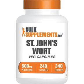 BulkSupplements.com St. Johns Wort Capsules - Hypericum Perforatum, St. John's Wort Herbal Supplements - Vegan, 1 Capsule per Serving, 240 Veg Capsules (Pack of 1)