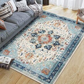 Boho Rugs for Entryway, 2'x3' Vintage Entryway Rug Soft Low Pile Washable Bathroom Rug, Non-Slip Small Rug Indoor Door Mat Floor Carpet for Entrance Bedroom Kitchen