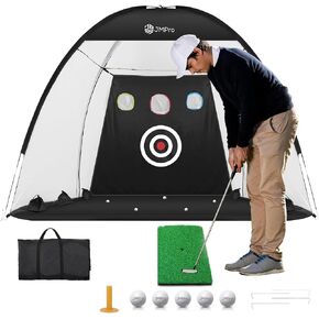 JMPro Golf Practice Net - Portable Driving Range with Target, Durable and Easy Setup, Ideal for Indoor/Outdoor Training and Swing Practice, Black