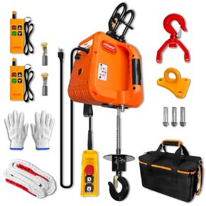 PRO Electric Hoist, 1600W 1,100lb Electric Winch with Single/Double Hooks, Dual Wireless Remote & Cable Remote, 110V/120V, 30ft Lifting Height for Garage, Warehouse, Factory, and Farm