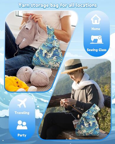 Coopay Knitting Bags and Totes for Women, Yarn Bags for Crocheting On The Go, Crochet Travel Bag for Crochet Supplies, Yarn Storage Bag Crochet Project Bags - Red Ethnic Style in Saudi Arabia