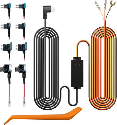 طقم أسلاك صلبة متعددة الحجم من REDTIGER لكاميرا داش من سلسلة Redtiger، منفذ طاقة USB C، مراقبة وقوف السيارات على مدار 24 ساعة مع حماية الجهد المنخفض in Kuwait