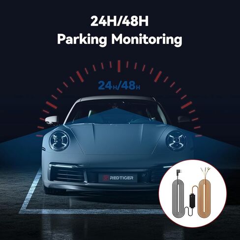 طقم أسلاك صلبة متعددة الحجم من REDTIGER لكاميرا داش من سلسلة Redtiger، منفذ طاقة USB C، مراقبة وقوف السيارات على مدار 24 ساعة مع حماية الجهد المنخفض in Kuwait
