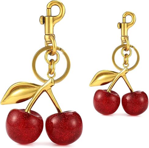 Glitter Cherry Bag Charm Purse Charms Keychain – Sparkling Resin & Metal Accessory for Bags and Purses in Saudi Arabia