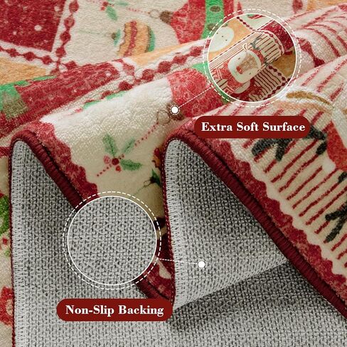 سجادة منطقة قابلة للغسل لعيد الميلاد من Wonnitar، سجادة منطقة صغيرة 3 × 5 سجاد مدخل أخضر داخلي، سجاد ناعم لطيف لغرفة النوم شجرة عيد الميلاد طباعة رجل ثلج لغرفة المعيشة ديكور عيد الميلاد المطبخ in Kuwait