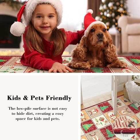 سجادة منطقة قابلة للغسل لعيد الميلاد من Wonnitar، سجادة منطقة صغيرة 3 × 5 سجاد مدخل أخضر داخلي، سجاد ناعم لطيف لغرفة النوم شجرة عيد الميلاد طباعة رجل ثلج لغرفة المعيشة ديكور عيد الميلاد المطبخ in Kuwait