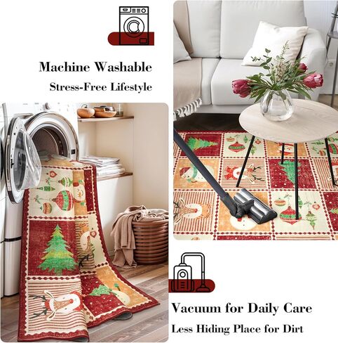سجادة منطقة قابلة للغسل لعيد الميلاد من Wonnitar، سجادة منطقة صغيرة 3 × 5 سجاد مدخل أخضر داخلي، سجاد ناعم لطيف لغرفة النوم شجرة عيد الميلاد طباعة رجل ثلج لغرفة المعيشة ديكور عيد الميلاد المطبخ in Kuwait