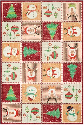 سجادة منطقة قابلة للغسل لعيد الميلاد من Wonnitar، سجادة منطقة صغيرة 3 × 5 سجاد مدخل أخضر داخلي، سجاد ناعم لطيف لغرفة النوم شجرة عيد الميلاد طباعة رجل ثلج لغرفة المعيشة ديكور عيد الميلاد المطبخ in Kuwait