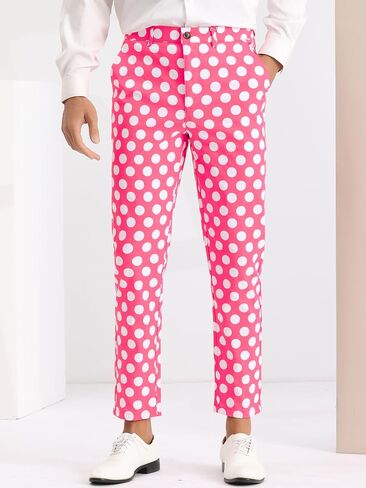 Lars Amadeus Classic Pants for Men's Polka Dots Pattern Flat Front Polka Dots Pants in Saudi Arabia