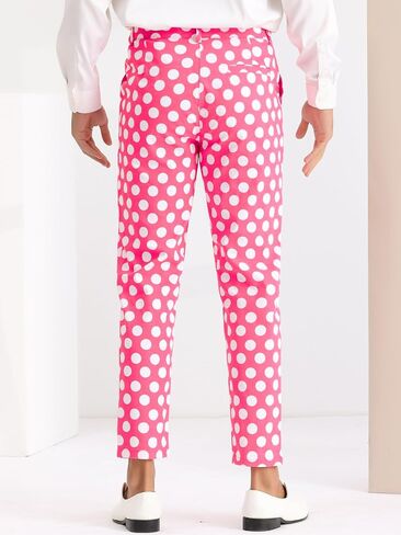 Lars Amadeus Classic Pants for Men's Polka Dots Pattern Flat Front Polka Dots Pants in Saudi Arabia