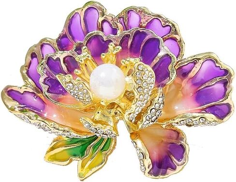 Rose Flower Brooch Pin – Enamel Rose Floral Brooch, Floral Brooch 18K Gold Plated Flower Dress Jewelryfor Women, Mother, Sisters and Wife, Perfect for Party, Banquet, Wedding and Daily Wear in Saudi Arabia