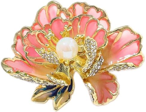 Rose Flower Brooch Pin – Enamel Rose Floral Brooch, Floral Brooch 18K Gold Plated Flower Dress Jewelryfor Women, Mother, Sisters and Wife, Perfect for Party, Banquet, Wedding and Daily Wear in Saudi Arabia