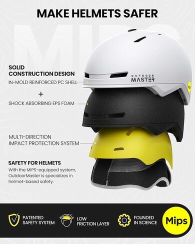 خوذة التزلج OutdoorMaster Diamond II MIPS مع مجموعة نظارات التزلج الاحترافية - خوذة التزلج على الجليد ونظارات الثلج القابلة للتعديل - خوذة رياضية للثلج للرجال والنساء والشباب in Kuwait