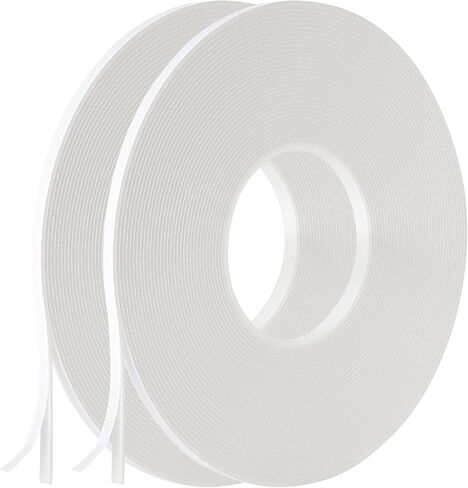 2 Roll of White Double Sided Foam Tape,PE Foam Tape，Sponge Soft Mounting Adhesive Tape (1/4 Inch by 50 Feet) in Kuwait