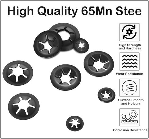 M10 Internal Tooth Star Lock Washers, Quick Speed Locking Washers, Steel Black Finish Push on Locking Washer, Speed Retaining Clips Fasteners, 50 PCS in Saudi Arabia