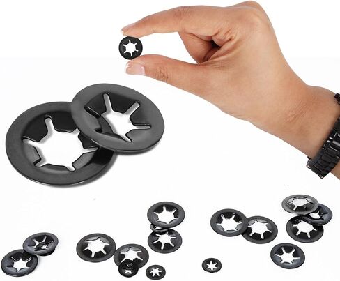 M10 Internal Tooth Star Lock Washers, Quick Speed Locking Washers, Steel Black Finish Push on Locking Washer, Speed Retaining Clips Fasteners, 50 PCS in Saudi Arabia