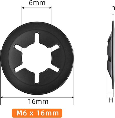 M10 Internal Tooth Star Lock Washers, Quick Speed Locking Washers, Steel Black Finish Push on Locking Washer, Speed Retaining Clips Fasteners, 50 PCS in Saudi Arabia