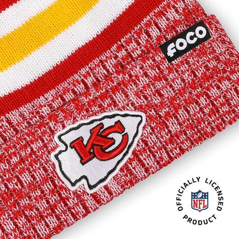FOCO NFL Team Logo Heather Stripe Pom Beanie Hat in Saudi Arabia