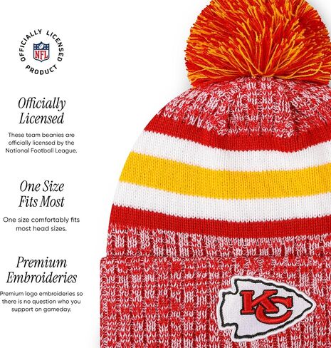FOCO NFL Team Logo Heather Stripe Pom Beanie Hat in Saudi Arabia