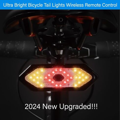Bike Tail Light with Turn Signals USB Rechargeable Wireless Remote Control IPX4 Waterproof Ultra Bright LED Safety Warning Bike Taillight for Night Riding in Saudi Arabia