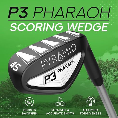 إسفين فرعون Pyramid P3 - إسفين جولف دقيق مع نعل مضاد للتقطيع ودور علوي قابل للتخصيص، مجموعة إسفين لليد اليمنى، دوران احترافي للاعبي الجولف المتوسطين وكبار السن in Saudi Arabia