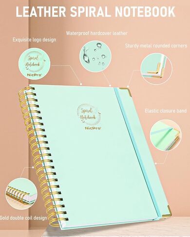 Nicpro Spiral Notebook مقاس 8.5 بوصة × 11 بوصة، مقاس A4 دفتر ملاحظات بغلاف مقوى أسود كبير للنساء والرجال، 300 صفحة 100 جرام في المتر المربع، دفتر ملاحظات محكوم بالكلية لتدوين الملاحظات المدرسية ومجلة الأعمال والكتابة اليومية in Saudi Arabia