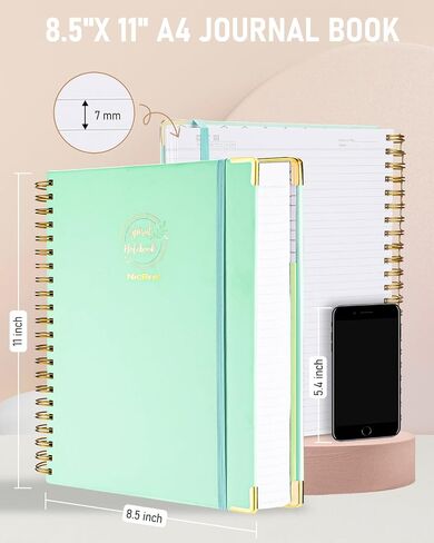 Nicpro Spiral Notebook مقاس 8.5 بوصة × 11 بوصة، مقاس A4 دفتر ملاحظات بغلاف مقوى أسود كبير للنساء والرجال، 300 صفحة 100 جرام في المتر المربع، دفتر ملاحظات محكوم بالكلية لتدوين الملاحظات المدرسية ومجلة الأعمال والكتابة اليومية in Saudi Arabia