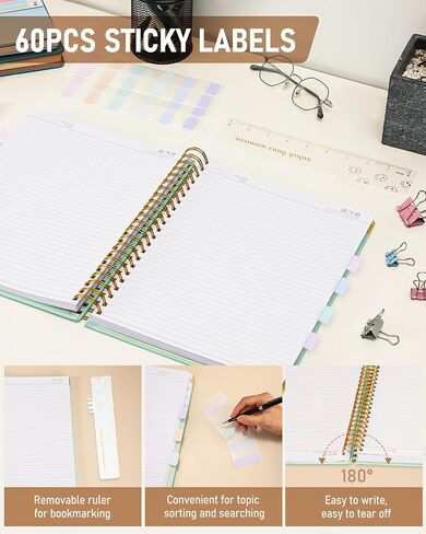 Nicpro Spiral Notebook مقاس 8.5 بوصة × 11 بوصة، مقاس A4 دفتر ملاحظات بغلاف مقوى أسود كبير للنساء والرجال، 300 صفحة 100 جرام في المتر المربع، دفتر ملاحظات محكوم بالكلية لتدوين الملاحظات المدرسية ومجلة الأعمال والكتابة اليومية in Saudi Arabia