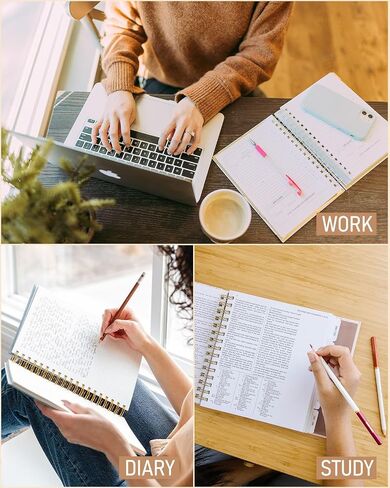 Nicpro Spiral Notebook مقاس 8.5 بوصة × 11 بوصة، مقاس A4 دفتر ملاحظات بغلاف مقوى أسود كبير للنساء والرجال، 300 صفحة 100 جرام في المتر المربع، دفتر ملاحظات محكوم بالكلية لتدوين الملاحظات المدرسية ومجلة الأعمال والكتابة اليومية in Saudi Arabia