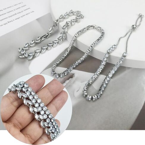 3 قطع سوار ربط مجموعة 14K مطلية بالذهب تشيكوسلوفاكيا الماس لذيذ مكعب زركونيا ماركيز أساور قابلة للتعديل للنساء تكويم الأزياء والمجوهرات الزفاف حفلة موسيقية هدية in Kuwait